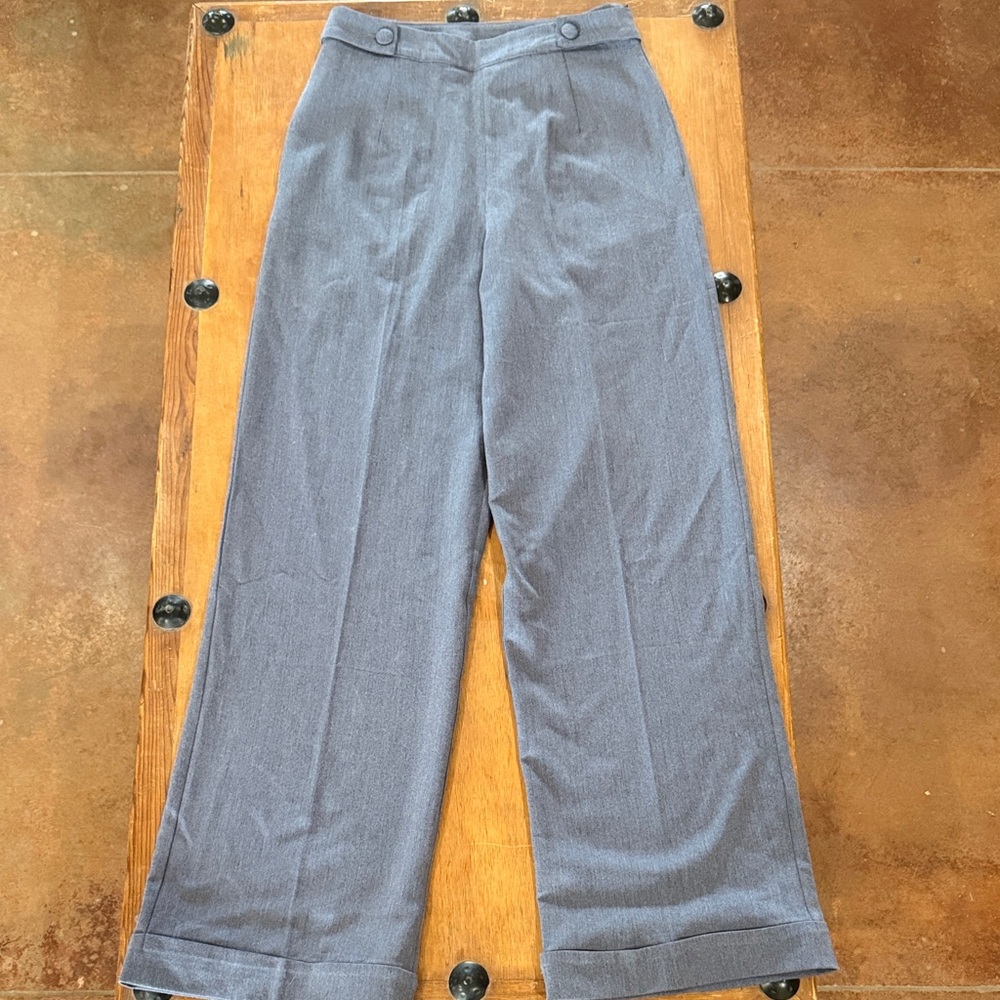 High-Rise Wide-Leg Women's Dress Pants in Gray